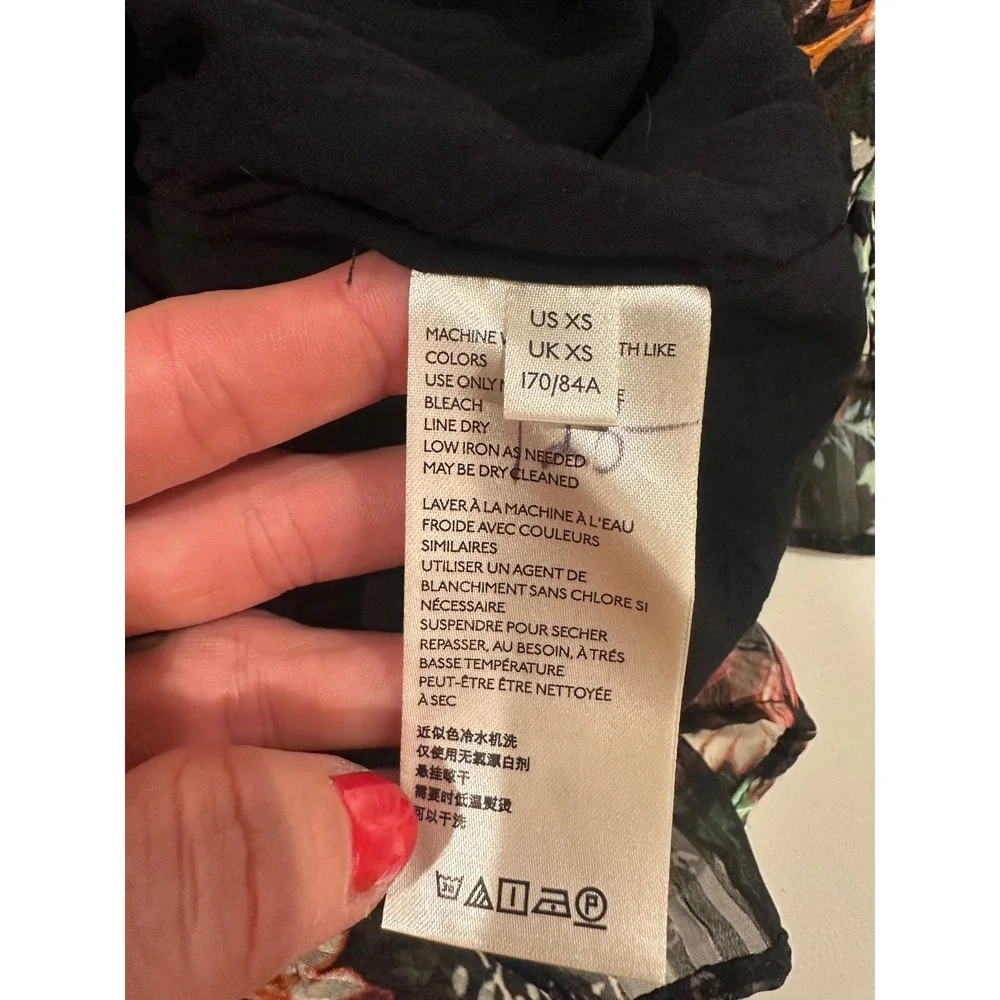 Free People Closer to the Heart Floral Chiffon Mini Dress Black Multi size XS - Picture 10 of 11
